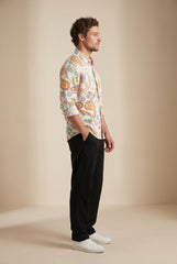 Orange Paisley Printed Shirt for Men