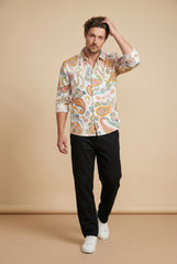 Orange Paisley Printed Shirt for Men