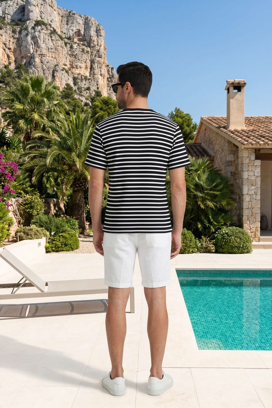 Navy & White Striped T-Shirt for Men