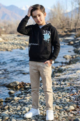 Black Printed Hoodie for Kids