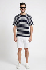 Navy & White Striped T-Shirt for Men