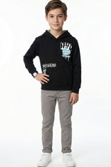 Black Printed Hoodie for Kids