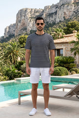 Navy & White Striped T-Shirt for Men