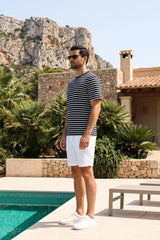 Navy & White Striped T-Shirt for Men