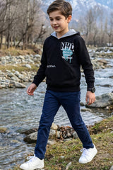 Black Printed Hoodie for Kids
