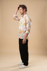 Orange Paisley Printed Shirt for Men