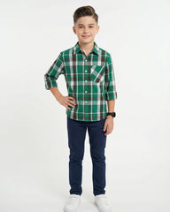 Green Multi Check Shirt for Kids
