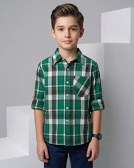 Green Multi Check Shirt for Kids