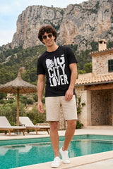 Black Chest Printed T-Shirt for Men