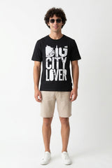Black Chest Printed T-Shirt for Men