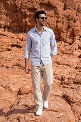 Blue & White Striped Shirt for Men