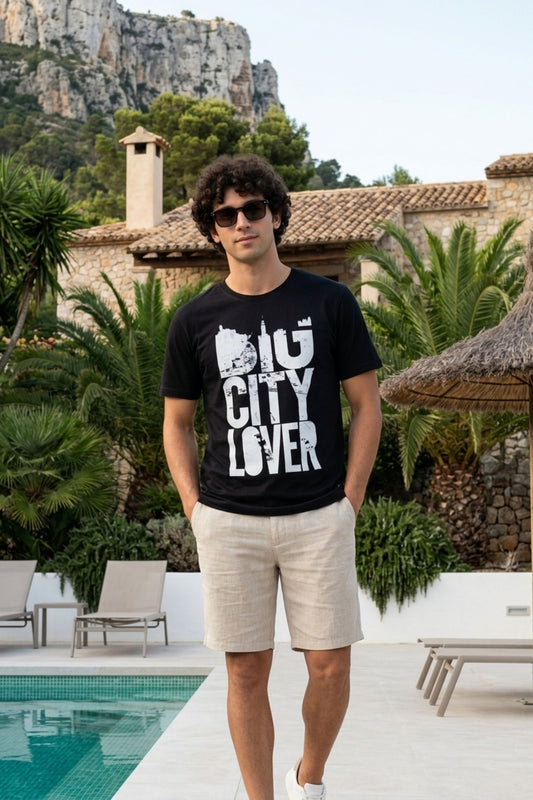 Black Chest Printed T-Shirt for Men