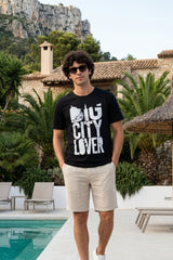 Black Chest Printed T-Shirt for Men
