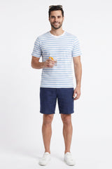 Sky Blue & White Striped T-Shirt for Men