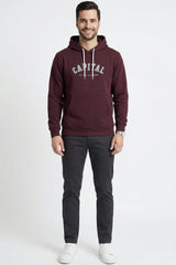 Maroon Printed Hoodie for Men