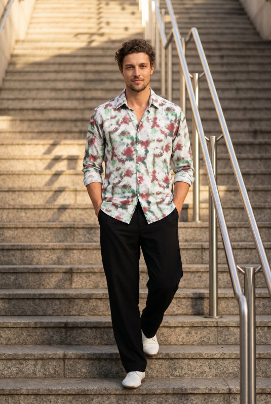 Off-White Discharge Printed Shirt for Men