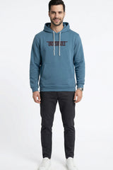 Blue Printed Hoodie for Men
