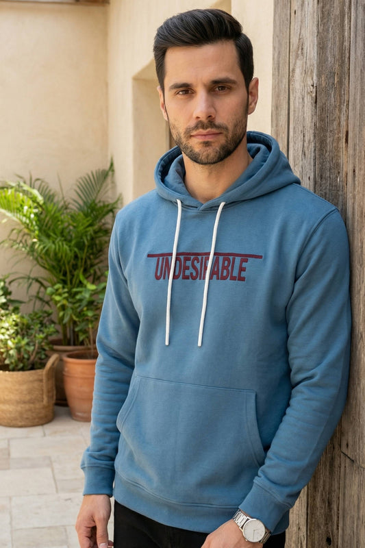 Blue Printed Hoodie for Men