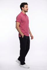 Bright Red Acid Washed Polo T-shirt for Men