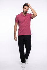 Bright Red Acid Washed Polo T-shirt for Men