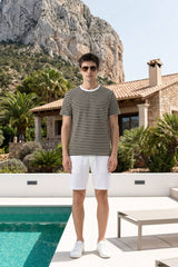 Olive & White Striped T-Shirt for Men