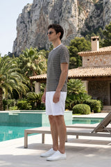 Olive & White Striped T-Shirt for Men
