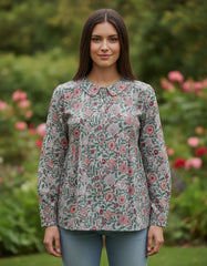 Light Green Printed Blouse for Women