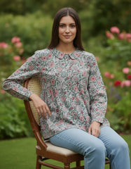 Light Green Printed Blouse for Women