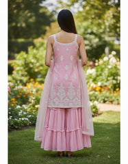 Pink Embroidered Palazzo Set for Women