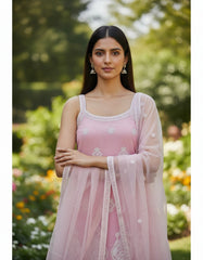 Pink Embroidered Palazzo Set for Women