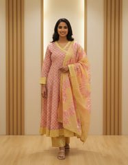 Pink Printed Kurta Set for Women