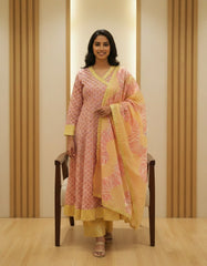 Pink Printed Kurta Set for Women