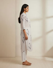 Ecru Printed Kurta Set for Women