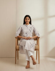 Ecru Printed Kurta Set for Women