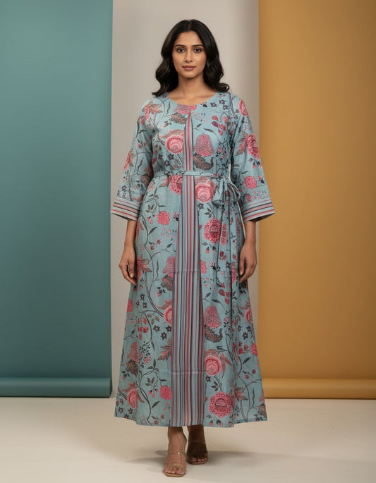 Pista Green Printed Kurta Set for Women