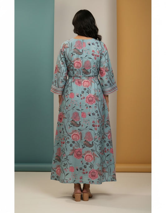 Pista Green Printed Kurta Set for Women