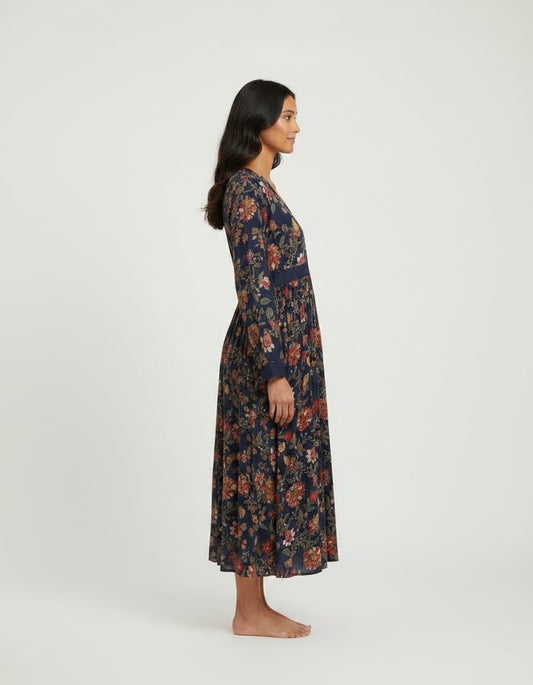 Navy Printed Dress for Women