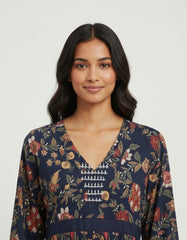 Navy Printed Dress for Women
