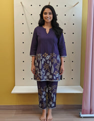 Midnight Purple Printed Co-Ord Set for Women
