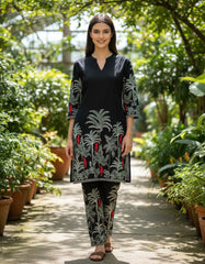 Black Printed Co-Ord Set for Women