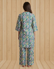 Green Printed Kurta Set for Women