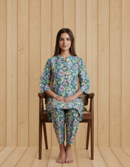 Green Printed Kurta Set for Women