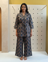 Brown Printed Kurta Set for Women