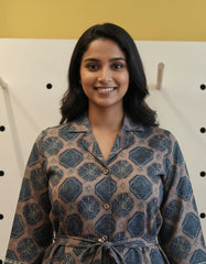 Brown Printed Kurta Set for Women