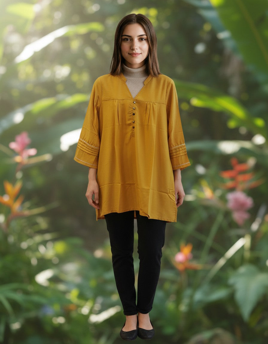 Mustard Solid Blouse for Women