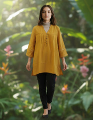 Mustard Solid Blouse for Women