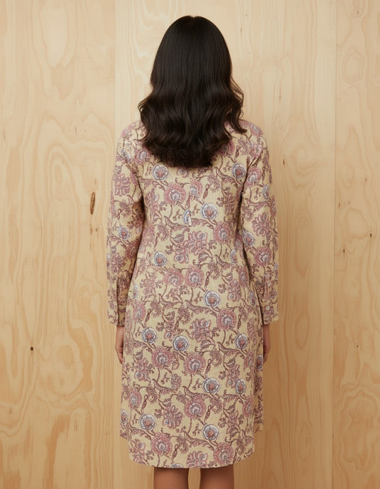 Light Yellow Printed Tunic for Women
