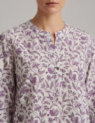 Lapis Blue Printed Quarter Sleeve Top for Women