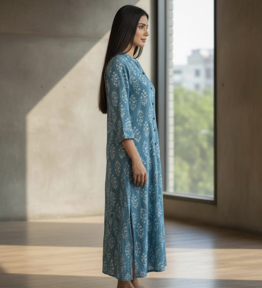 Sky Blue Printed Kurta Set for Women