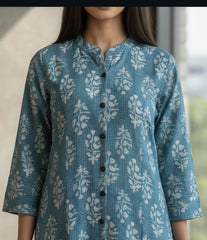 Sky Blue Printed Kurta Set for Women